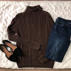 Warm brown turtleneck sweater